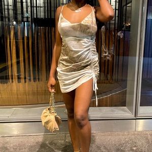 Green drawstring dress